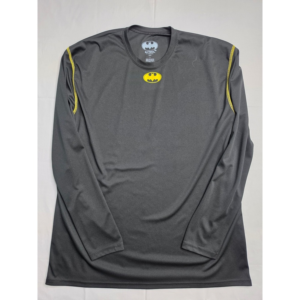 Batman Shirt Men's Large Black Logo Crew Neck Long Sleeve Pullover Streetwear